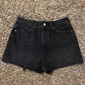 NWT Zara High Rise Short Jean Black Size 6